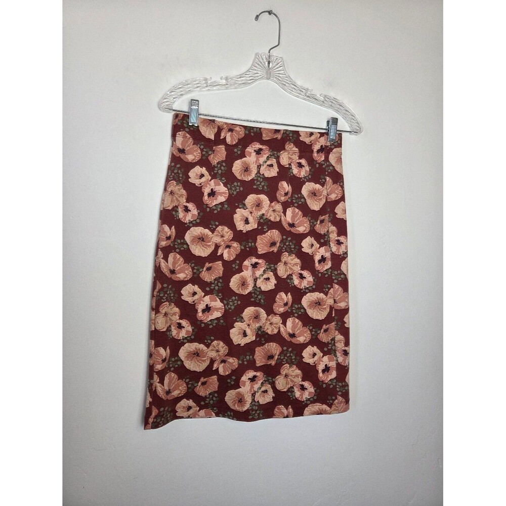 Downeast Floral Pencil Skirt Poppy Flowers Pink Artsy Twee Preppy Academia Small